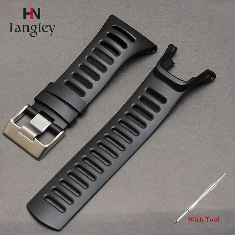 

Sports Strap For SUUNTO Ambit 1 2 3 2R 2S Men Waterproof Rubber Silicone Watchband 35mm With Free Tool With Screwdriver Black