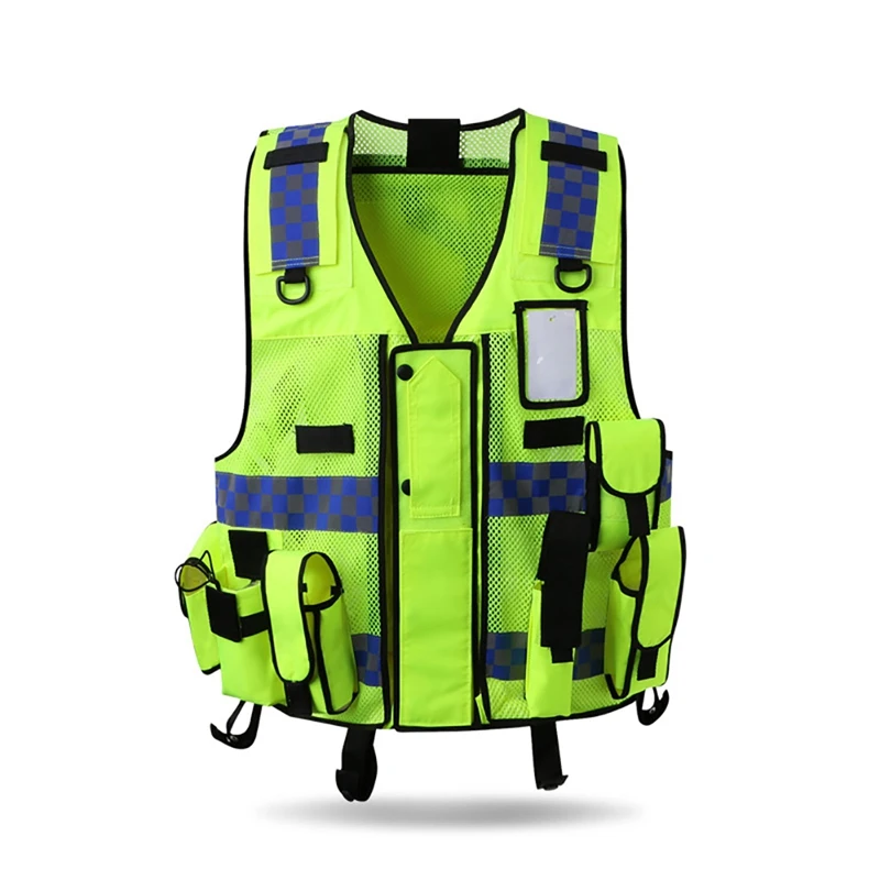 

Outdoor Protector Reflective Vest Tank Top Breathable High Visibility Multi Pocket Safety Gear Construction Traffic Sportswear