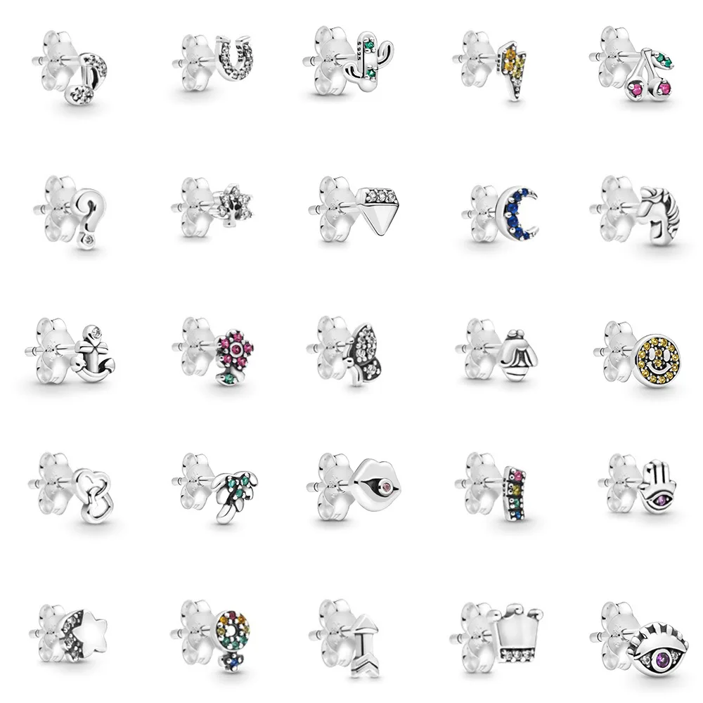 

New Original Pan 1:1 S925 Sterling Silver asymmetric single stud earrings For Women Fine Fahion Jewelry Valentine's Day Gift