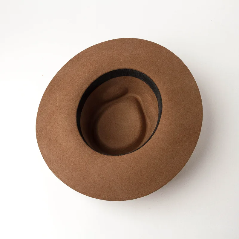 Fedora de aba larga de lã feminino,