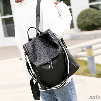 

Women Backpack PU Leather Anti-theft Daypack Large Capacity Casual Satchel Shoulder Bag for Teenager Girls