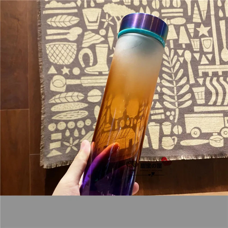 

Star Papa Summer Gradient Frosted Glass water bottle