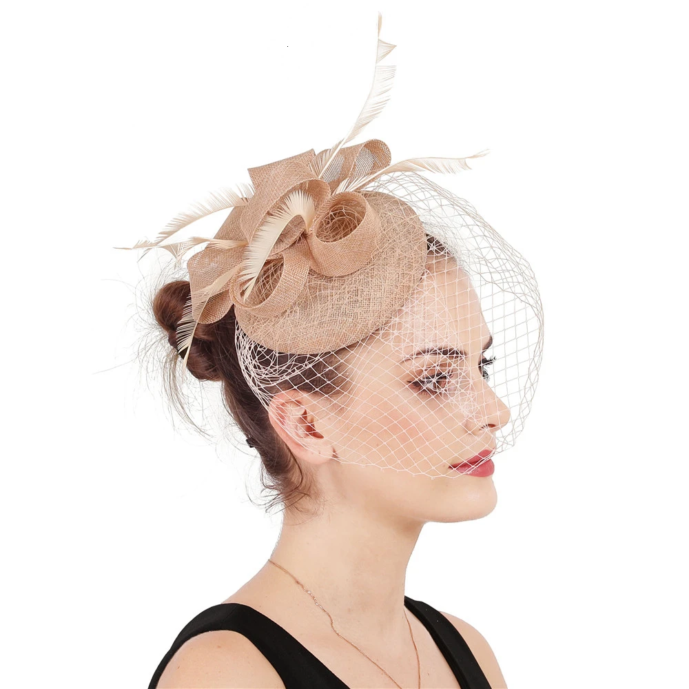Mingli Tengda Bride Headwear Small Formal Wedding Hat Cheongsam Hair Decorate Hat Cover Face Veil Ornaments Mariage Accessories