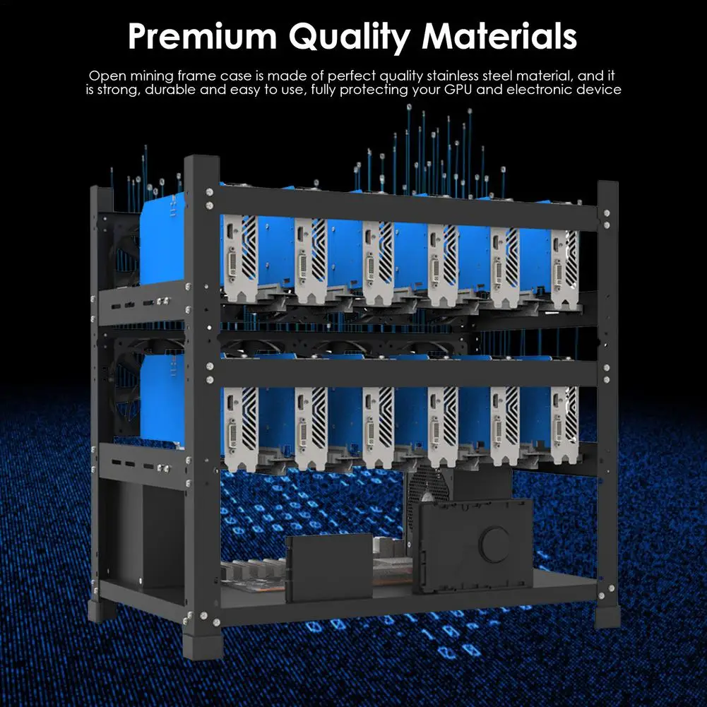 Quadro Aberto do Equipamento de Mineração para 12 Gpu Case de Mineração Rack Suporte da Placa-mãe Eth Etc Zec Éter Acessório Camadas Suportes da Placa Gráfica Torres e estojos p/computador - Imagem 3