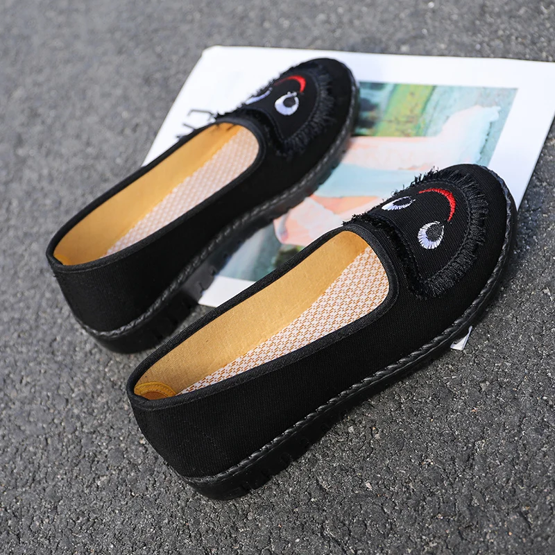 Tenis Feminino Women Sneakers 2021 Fashion Breathble Vulcanized Shoes Platform Shoes Black Slip on Casual Zapatos Mujer