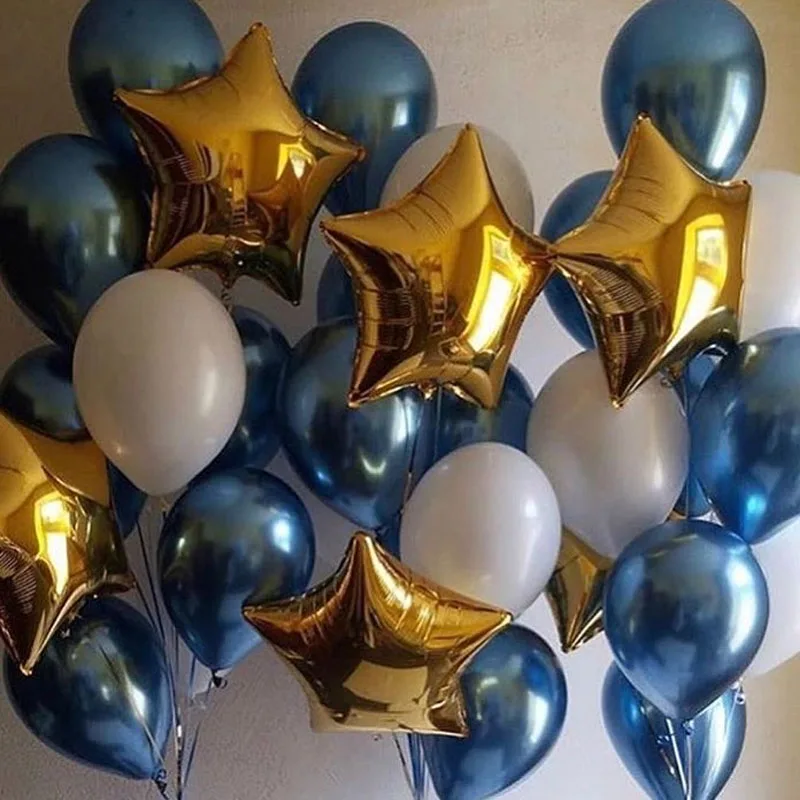 Blue Gold Balloons Birthday Party Decoration Kids Adult Metallic Balloon Inflatable Air Ball Birthday Ballon 1st Birthday Decor
