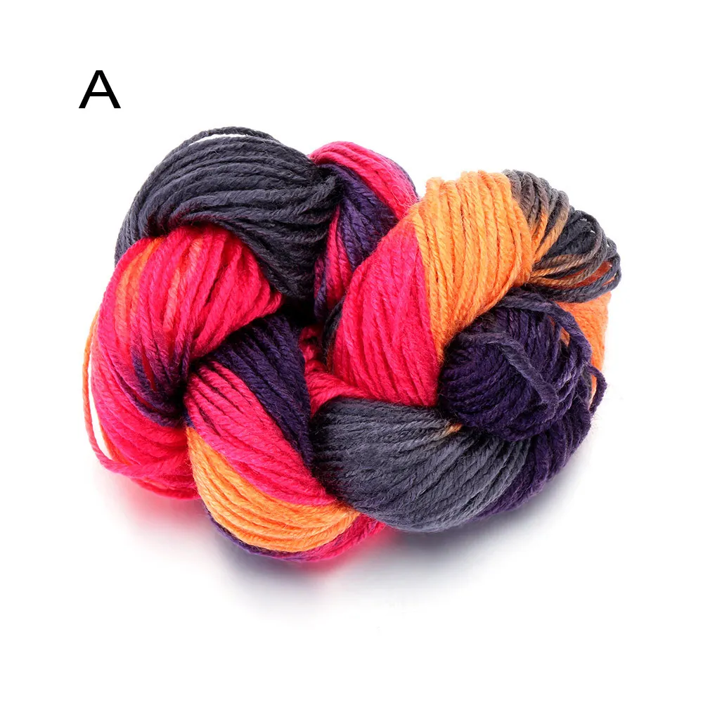 1PC Soft Anti-Pilling Dyed Yarn Ball Crocheting Accessory Multi-colored Polyester AcrylicYarn Fibre Knitted Carded Threads Thick - Цвет: A2