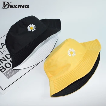 

Spring Summer Sun Hat Daisies Daisy Bucket Hat Women Men Fashion Cap Girls Double-Sided Bob ladies Femme Floral fisherman hat