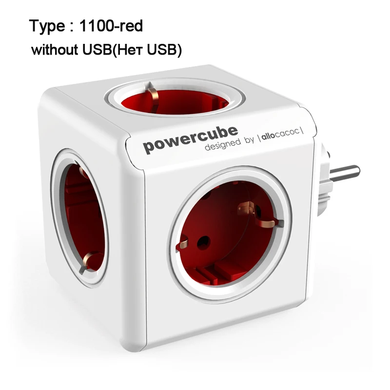 1100-red Allocacoc, европейская вилка, силовая лента, powercube, 5 розеток, удлинитель, умный адаптер, мульти переключатель, зарядная док-станция, 16А, 3680 Вт, синий - Цвет: 1100-red