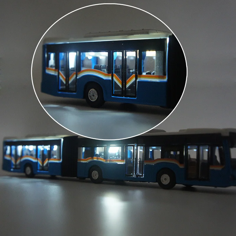 1:50 Alloy Pull Back Double Bus,High Simulation City Bus Model,Toy Vehicles,Metal Diecasts,Flashing& Musical