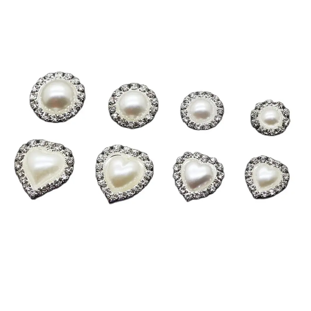 Hot Sale 10pcs no scratch White Pearl Rhinestone Button Flatback Invitation decoration Flower Center Craft Supplies For Optional 4