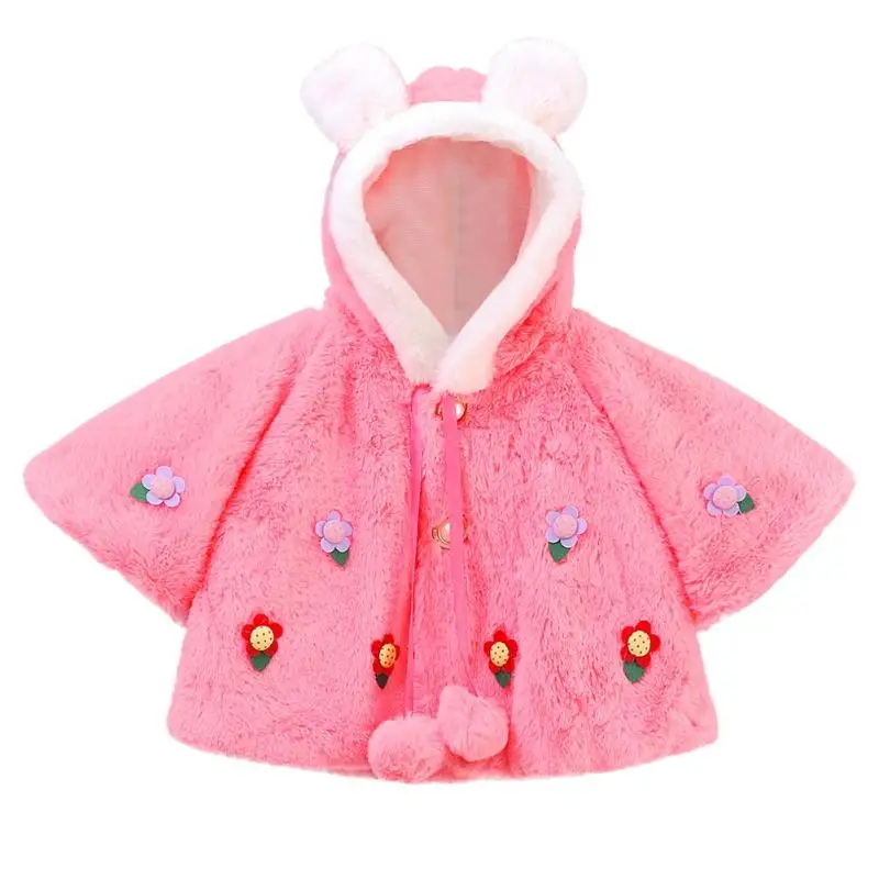 Детские пальто для маленьких девочек; сезон осень-зима; хлопковая теплая плотная Меховая куртка с длинными рукавами; Модный повседневный костюм принцессы для отдыха - Цвет: Розовый