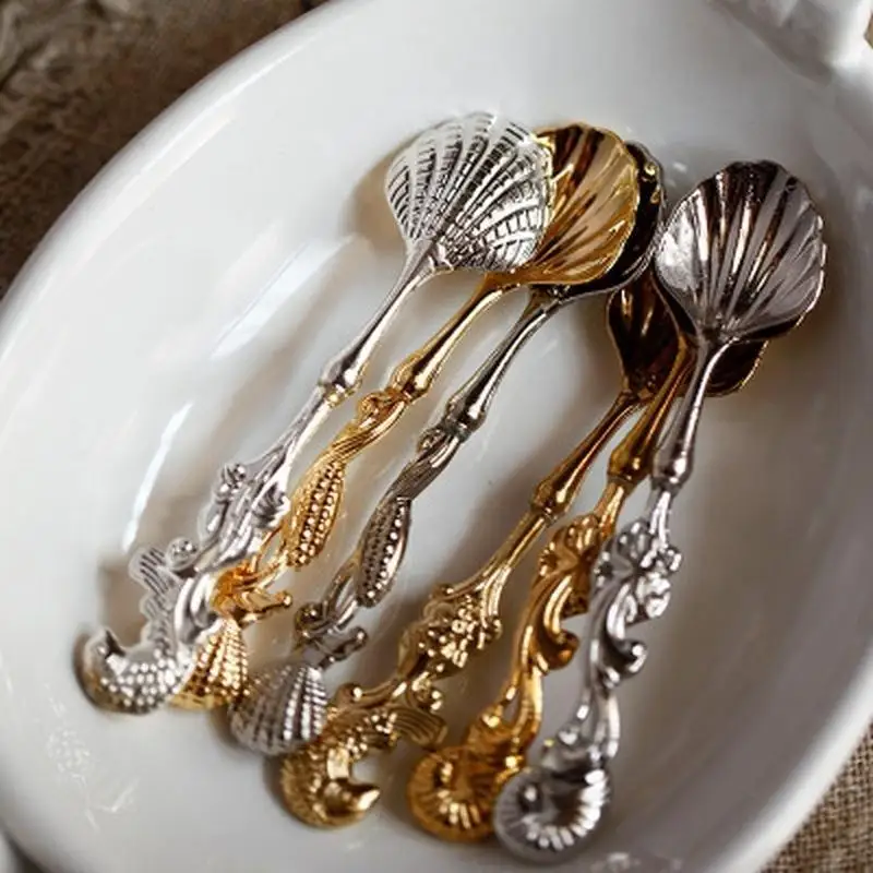 Shell Head Retro Ocean Series Coffee Spoon Cake Dessert Spoon Conch Drink Scoop Fruit Coffee
