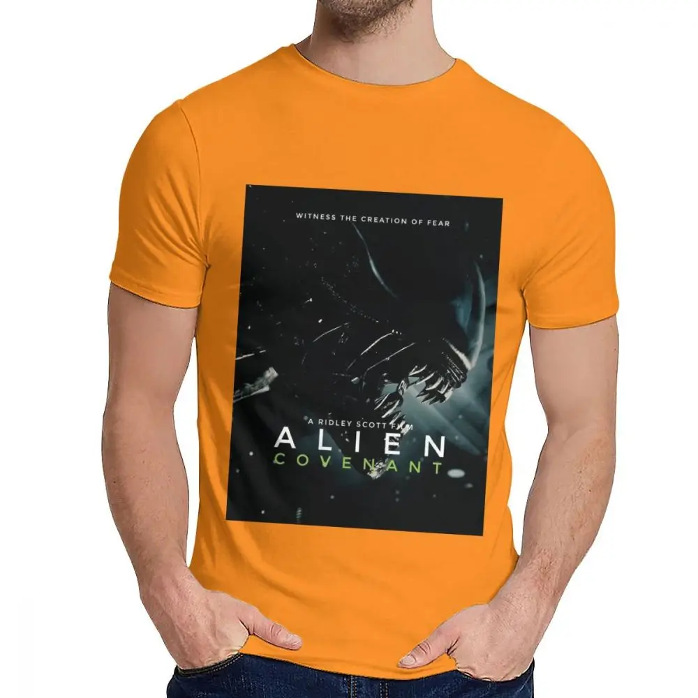 Мужские футболки для отдыха Alien convenant Thiller Slim Новое поступление Классическая футболка с круглым вырезом и рисунком - Цвет: Оранжевый