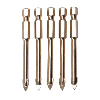 

5 Pieces Of 6Mm Glass Drill Bit Set Tungsten Carbide Tip Ceramic Tile Cutter With 1/4 Inch Hex Handle Power Tool Accessories