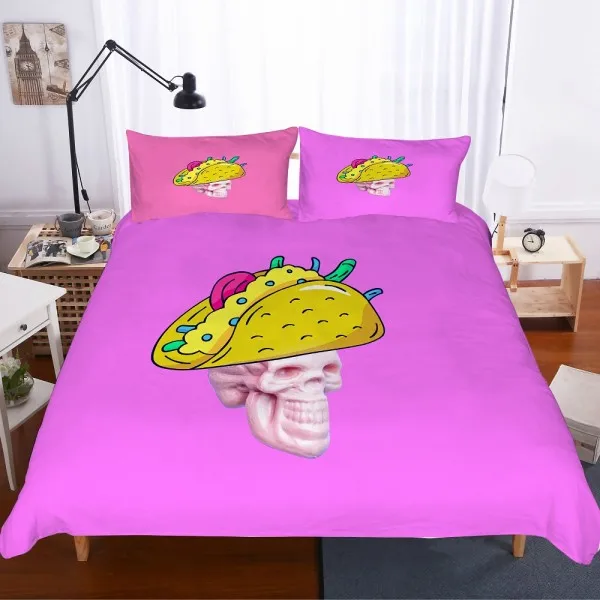 Color-7 Набор пододеяльников с 3D принтом, набор постельных принадлежностей для вкусной еды, 2/3 шт., Мягкая Наволочка из микрофибры, двойной комплект постельного белья королевского размера - Цвет: Color-7