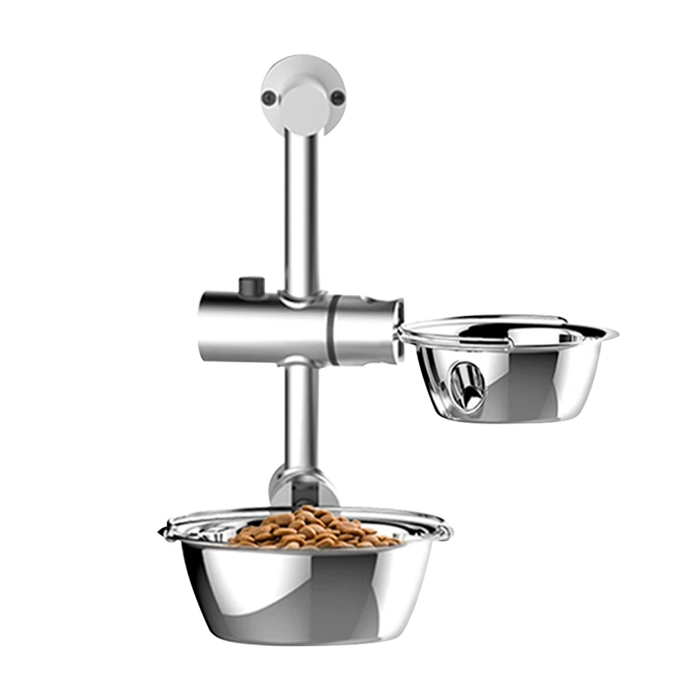 

Cat Easy Clean Elevated Wall Mounted Adjustable Food Feeding Non Toxic Dog Double Aluminium Alloy Safe Pet Bowls Set Removable