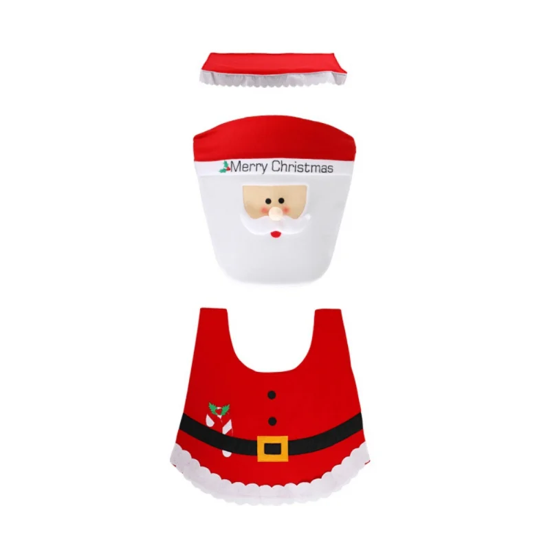 Набор чехлов для унитаза рождественское необычное сиденье для унитаза Санта Клаус крышка для унитаза контурный коврик набор для ванной рождественские принадлежности украшения - Цвет: A