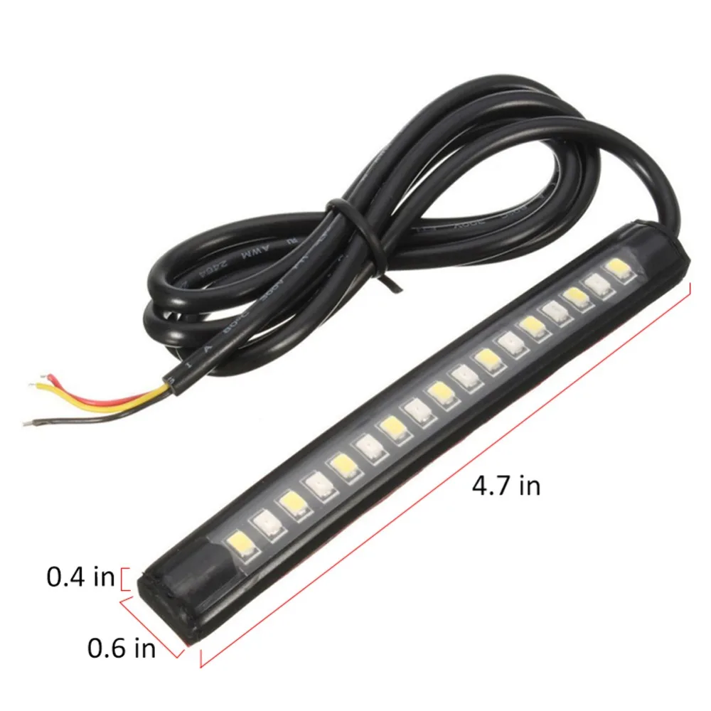 2 шт., для мотоцикла, автомобиля, грузовика, ATV, 17LED, гибкая SMD полоска, задний тормозной светильник, s, сигнальная полоса поворота, номерной знак, светильник, полоса