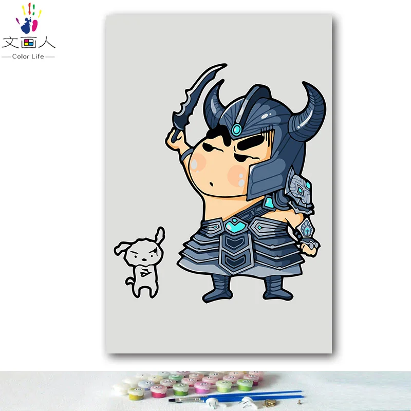 DIY картинки для раскраски по номерам с цветами Crayon Shinchan ювенальная Аниме Картина Рисование Живопись по номерам в рамке дома - Цвет: 3976