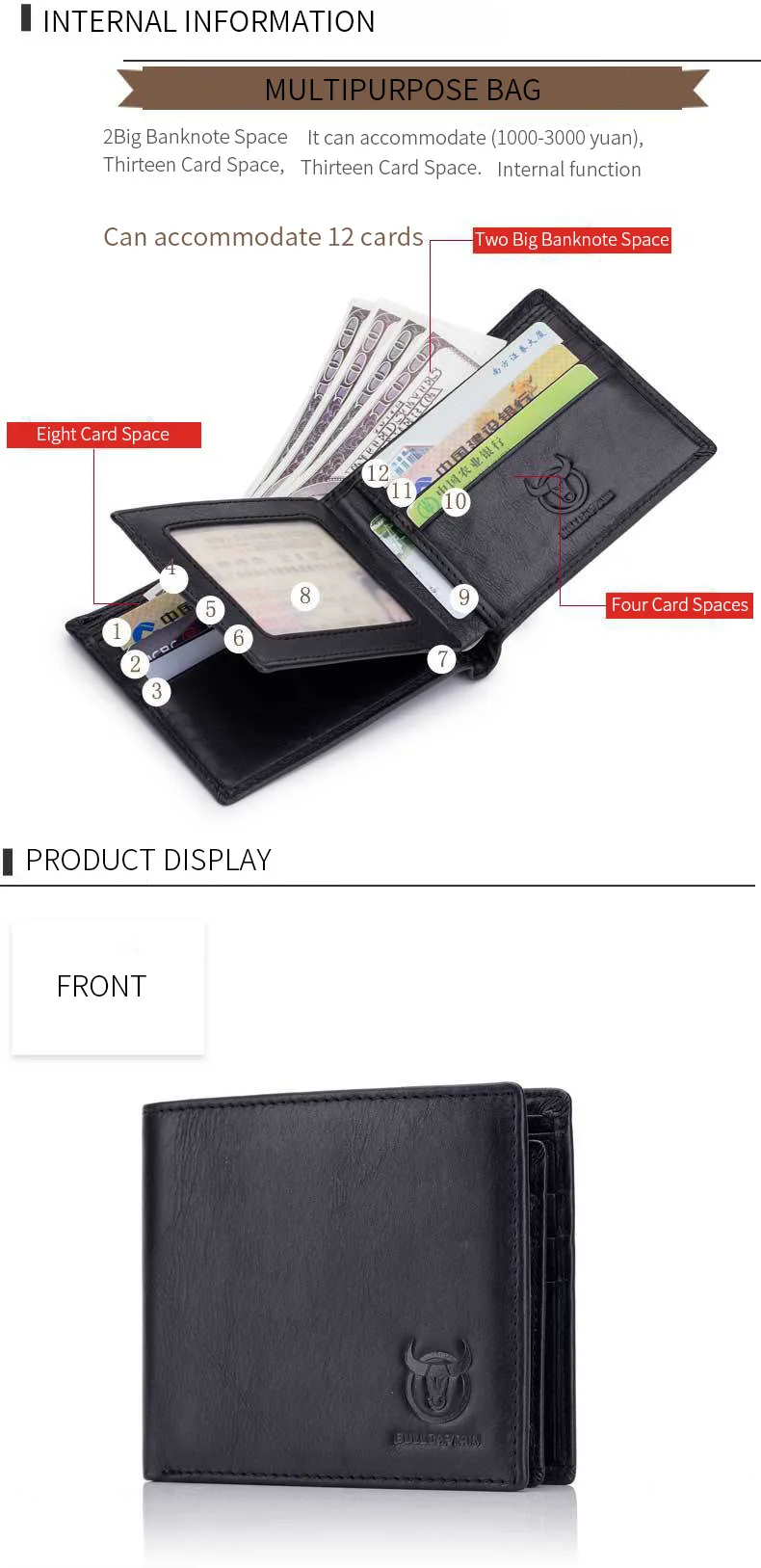 Head Layer Cowhide Man Leisure Time Business Affairs Certificates Doka Position Genuine Leather Cross Section Wallet Purse