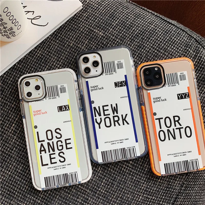 Ins US City Label штрих-код чехол для телефона для iPhone 11 Pro Xs MAX XR X 6 s 7 8 plus простая буква Нью-Йорк прозрачный мягкий кремний чехол