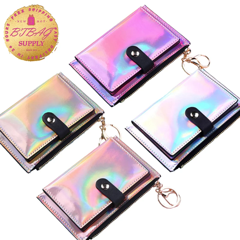 

New Laser Women Wallets Fashion Keychain Zipper Coin Purse Small Money Bag Credit Card Holder