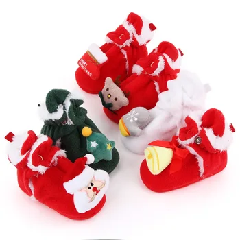 

Red Baby Socks Shoes Boy Girl Christmas Newborn Toddler First Walkers Booties Cotton Comfort Soft Anti-slip Infant Crib Shoes