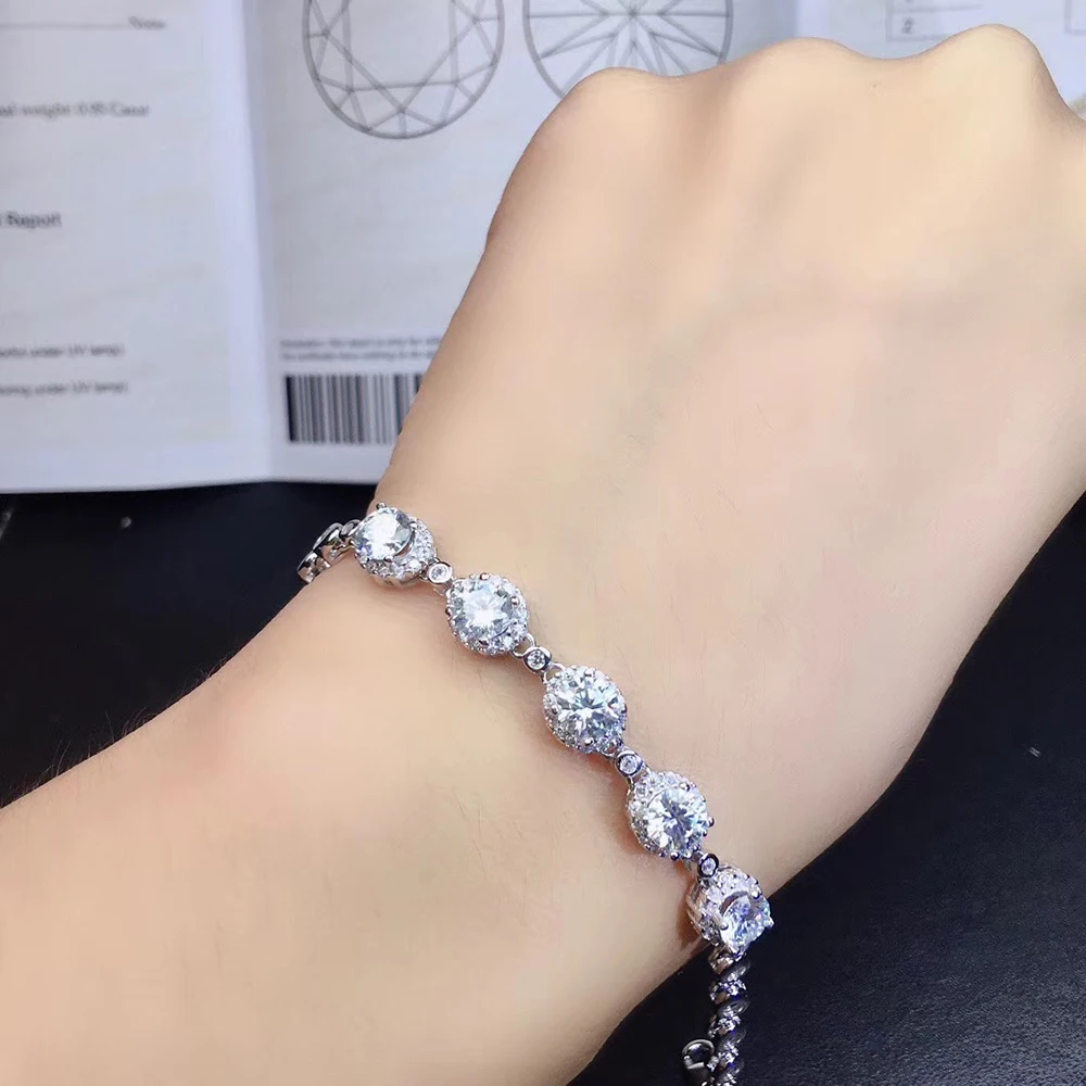Женский браслет BOEYCJR серебро 925 пробы 0 5 карат мм D цвет VVS Moissanite ювелирное изделие
