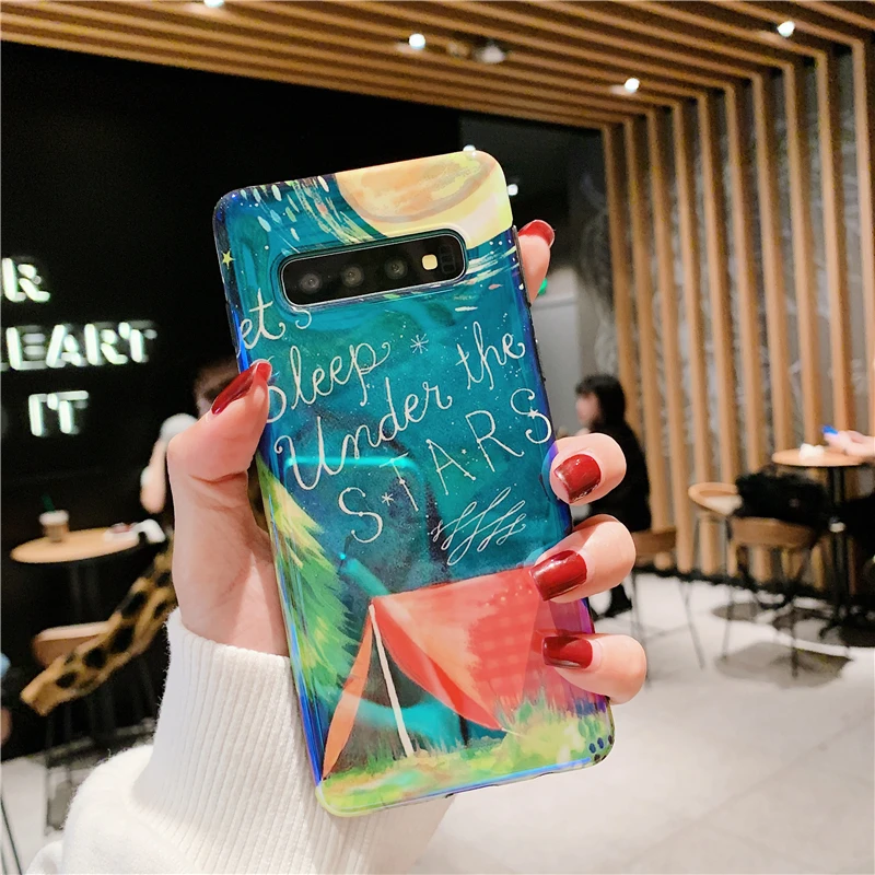 A Мультяшный чехол для телефона samsung Note 10 Plus S7 Edge S8 S9 S10 Plus Note 8 9 10 чехол милый мышь ухо планета луна силиконовый чехол - Цвет: A