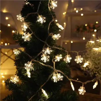 

10M 100leds Christmas Garland Xmas lights Snowflakes LED Fairy String Light Snow EU/US Plug Decor for Wedding Holiday Room Tree