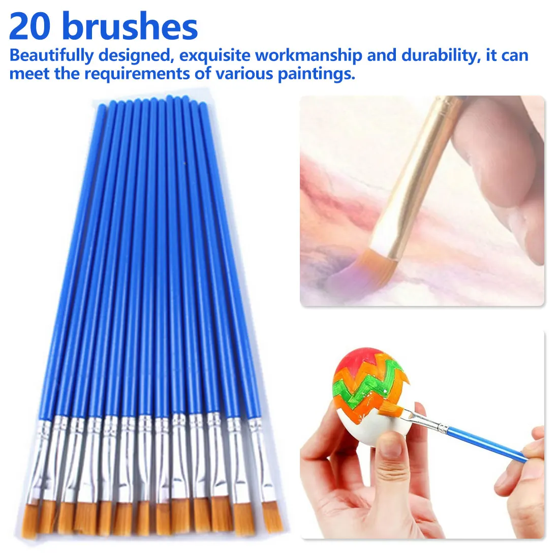 

20Pcs/ Set Watercolor Paint Brush Gouache Brushes Nylon Hair Painting Brush Drawing Brushes Hook Line Pen for DIY Art Supplies