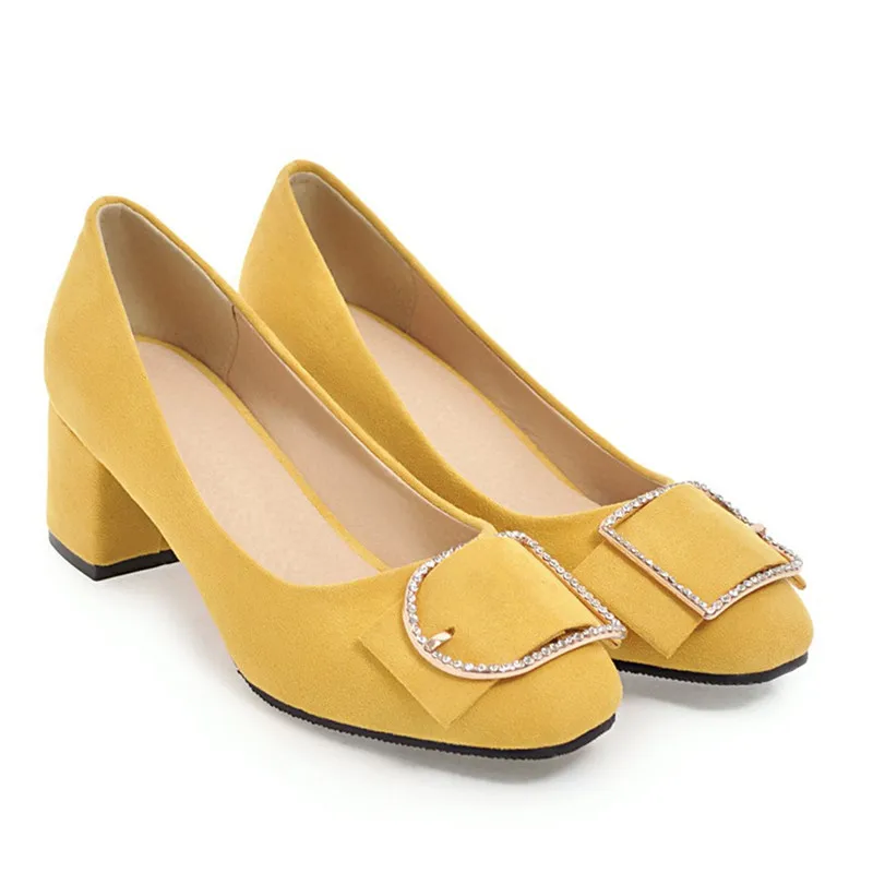 

Chunky Heels Woman Pumps Block Heel Shoes Women Round Toe High Heels Dress Office Work Wedding Shoes Bridal Spring Pink Yellow