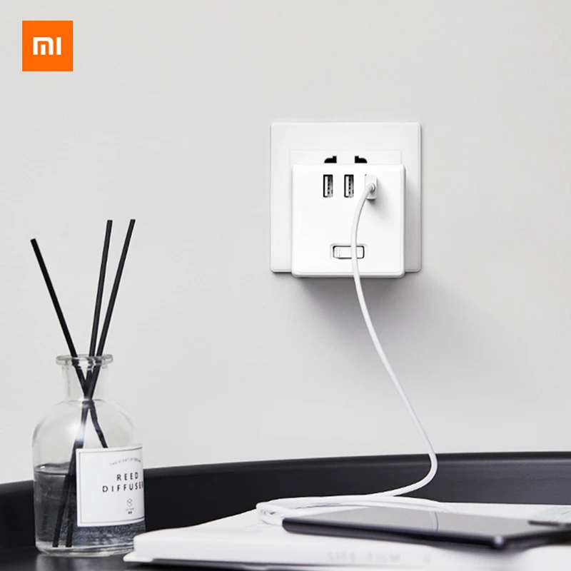 Xiaomi Mijia на европейскую розетку 3 Зарядка через usb Порты 5 сторонний гнездо адаптера компактная Удобная защиты безопасности