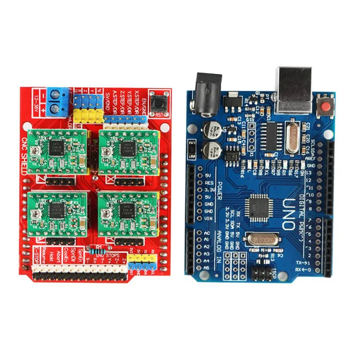 1 комплект A4988 Плата расширения драйвера+ UNO R3 с USB кабелем+ CNC щит V3 гравировальный станок GV99