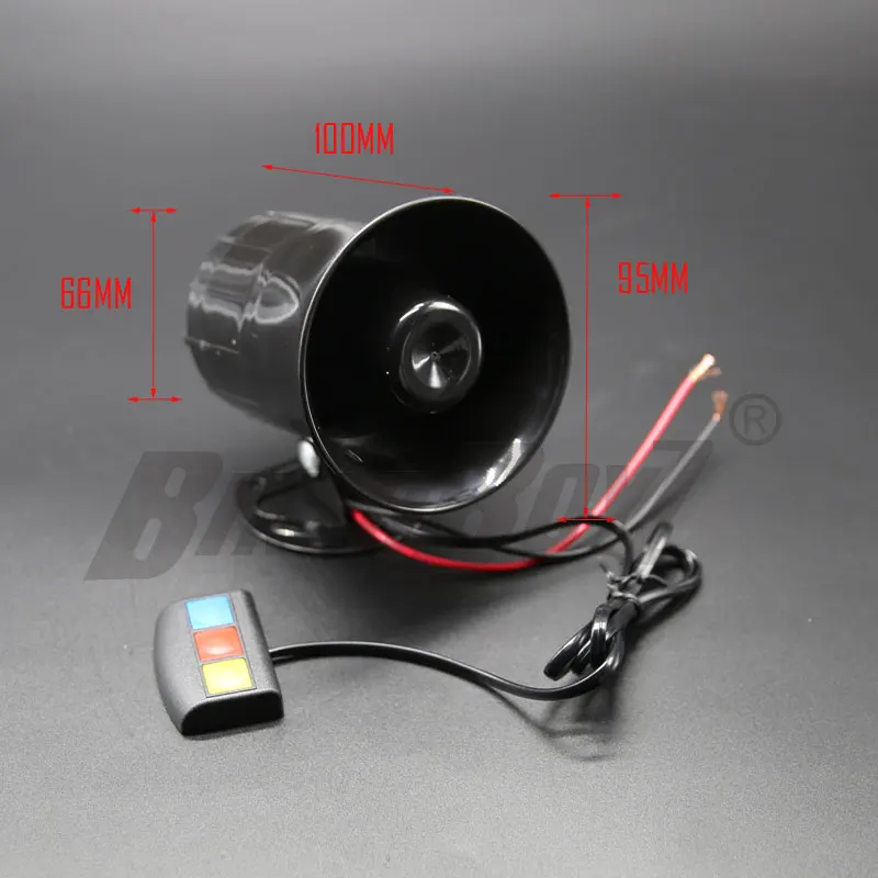 12V Авто Мото 3 оттенка, переходящие плавно от темного к светлому) Сирена Громкий Автомобильный громкоговоритель рупорного типа автомобиль скорой помощи звуковой сигнал колонки - Цвет: Черный