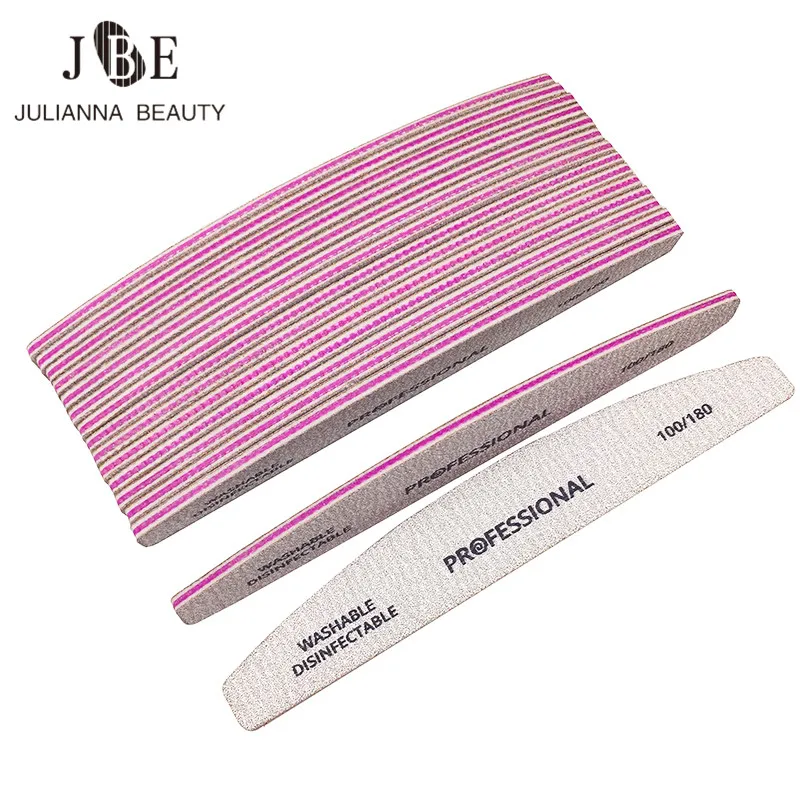 

25PCS 100/180 Grey Nail Art File Professional Nail Art Files Buffing Curve Block Polish Sanding Pedicure Manicure Makeup Tools