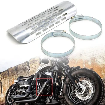 

Universal Motorcycle Chrome Exhaust Muffler Pipe Heat Shield Anti-scalding Cover Frame For Chopper Cruiser Dirt Pit Bike Styling