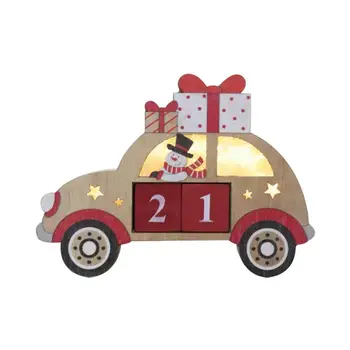 

Luminous Christmas Wooden Calendar Desktop Perpetual Calendar Car Shape Snowman Design Glowing Calendar Block Photography Props