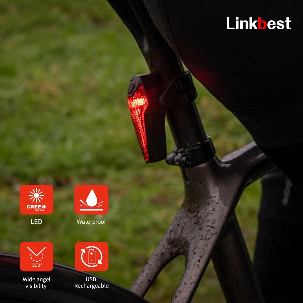Linkbest Smart Bike Rear Light Usb Rechargeable Led Mtb Bicycle Tail Light Waterproof Powerful