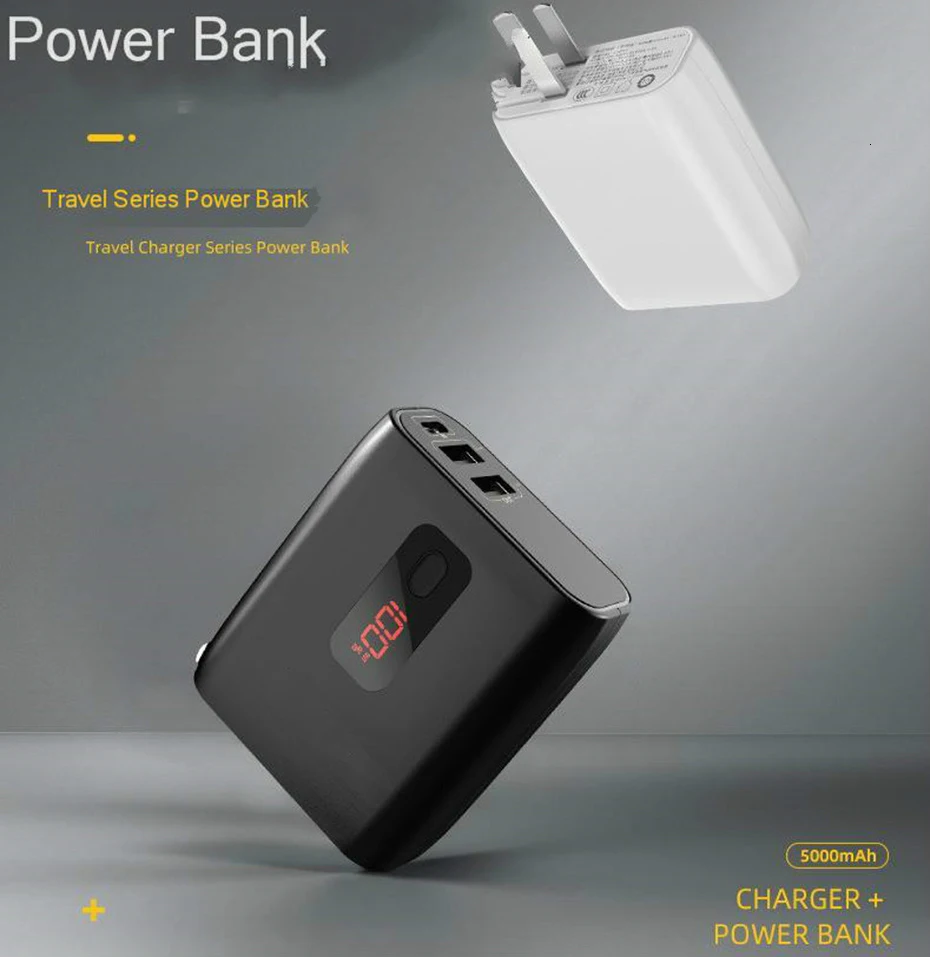 Vogek Складная заглушка 2 в 1 USB зарядное устройство power Bank для iPhone samsung Tablet Dual USB светодиодный внешний аккумулятор