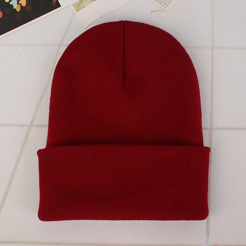 Одноцветная шапка унисекс осень зима Женская Дамская шляпа без полей мягкая теплая вязаная шапка мужская женская шапка с черепом шапки Gorro Лыжная Шапка s вязаные шапки для девочек - Цвет: 20