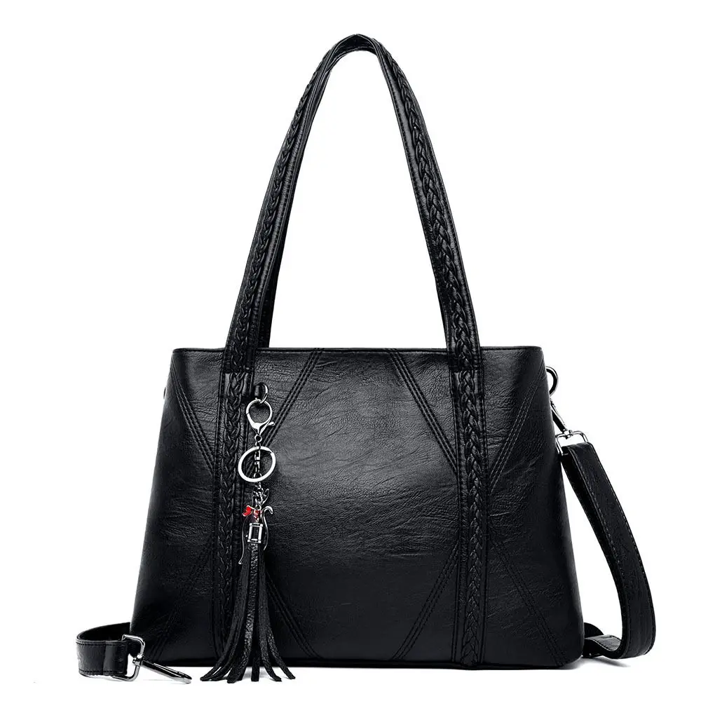Знаменитая большая сумка, дизайнерские сумки высокого качества, новые кожаные сумки с кисточками, Большая вместительная женская сумка через плечо, сумка-мессенджер