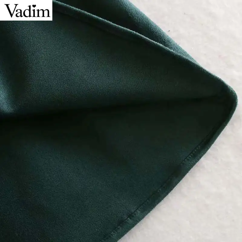 Женское элегантное платье vadim однотонное мини-платье с круглым вырезом на молнии сзади и длинным рукавом Женские повседневные замшевые платья прямые стильные платья QC982