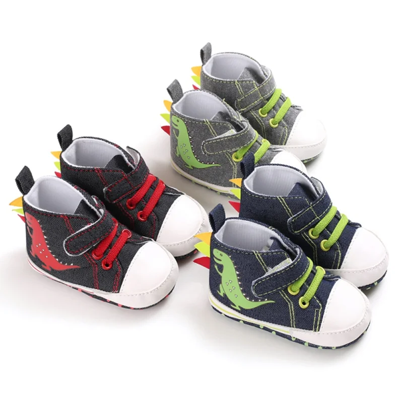 0-18M Spring Baby Boys Cute Crib Shoes Autumn Fashion Baby Boys Cartoon Print Anti-Slip Sneakers Toddler Soft Soled Shoes