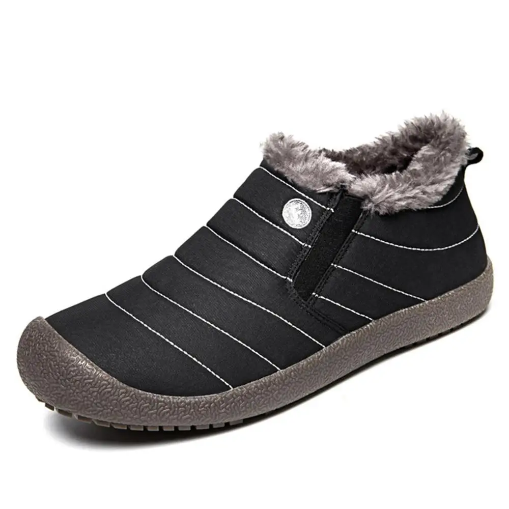 BAOLESEM Winter Snow Boots Man Ankle Boots Waterproof Fur Warming Snow Boots for Man Anti-skid Lightweight Snow Winter shoes - Цвет: Black Low-6811