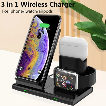 

Magnetic 3 in 1 Wireless Charger 10W Fast Charging Dock For iWatch 5 4 3 Wireless Charger Stand For AirPods iPhone 11 Pro XS Max