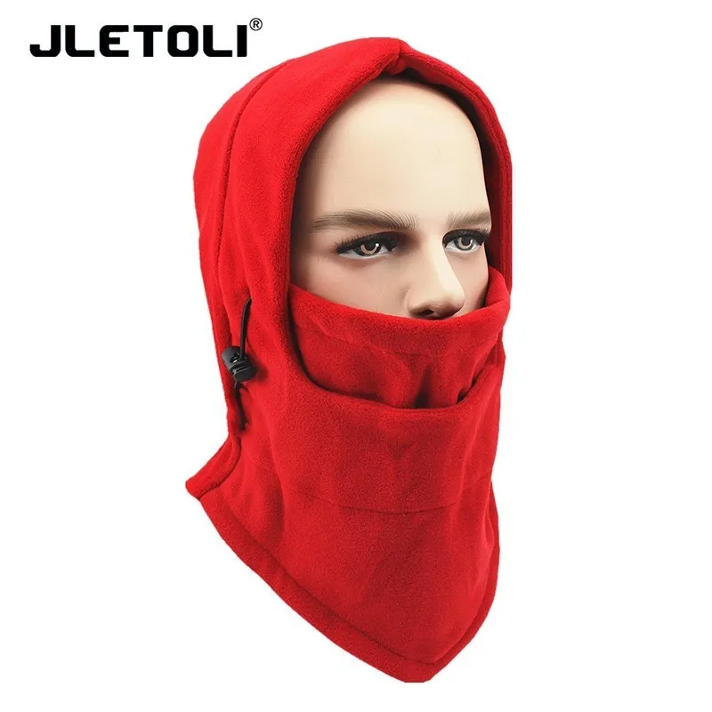 JLETOLI Открытый Осень Зима ветрозащитный флис теплый Facemask лыжный головной убор с капюшоном шапка Велоспорт езда обучение маска - Цвет: red