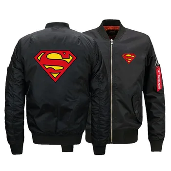 

Super Hero Military Male MA-1 Flight Bomber Jacket Superman Baseball Varsity College Thick Waterproof Winter Coat For Men