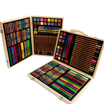 

118PCS/Set Wooden Paints Box Luxurious Children's Colored Pen Set Student Drawing Art Accessories For Beginners And Artists